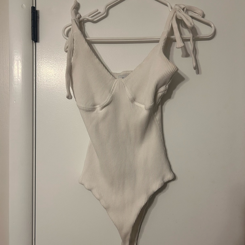 White Ribbed One Piece